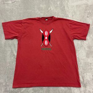 Vintage Kenya Embroidered Made In Kenya T Shirt Tee Africa (Punch Tag) Size XL